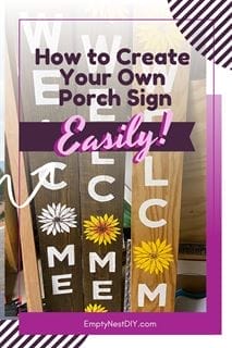 Create a beautiful DIY Welcome sign for your front porch using chalk paste and wood.  The easy step by step instructions are easy to follow. And you will love the fact that this sign can stay out all year and celebrate every season with cute changeable seasonal add on pieces. This post lists all the supplies you'll need to make your own beautiful unique sign. via @emptynestdiy