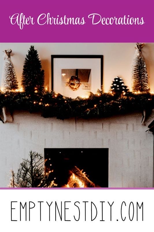 after christmas decorating ideas - use evergreen on mantle with trees to create cozy winter atmosphere in house